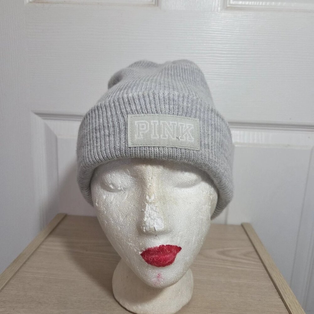 Victoria's Secret PINK Grey Knit Beanie One Size